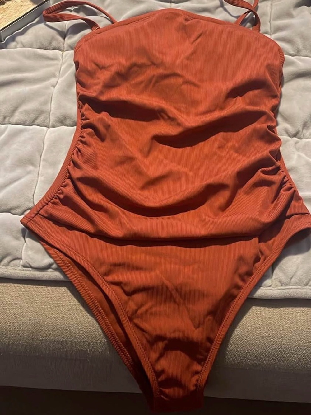 Shade & Shore Rust Orange One-Piece Swimsuit for Kids